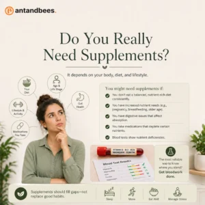 Factors that determine supplement needs including diet lifestyle age and blood test results