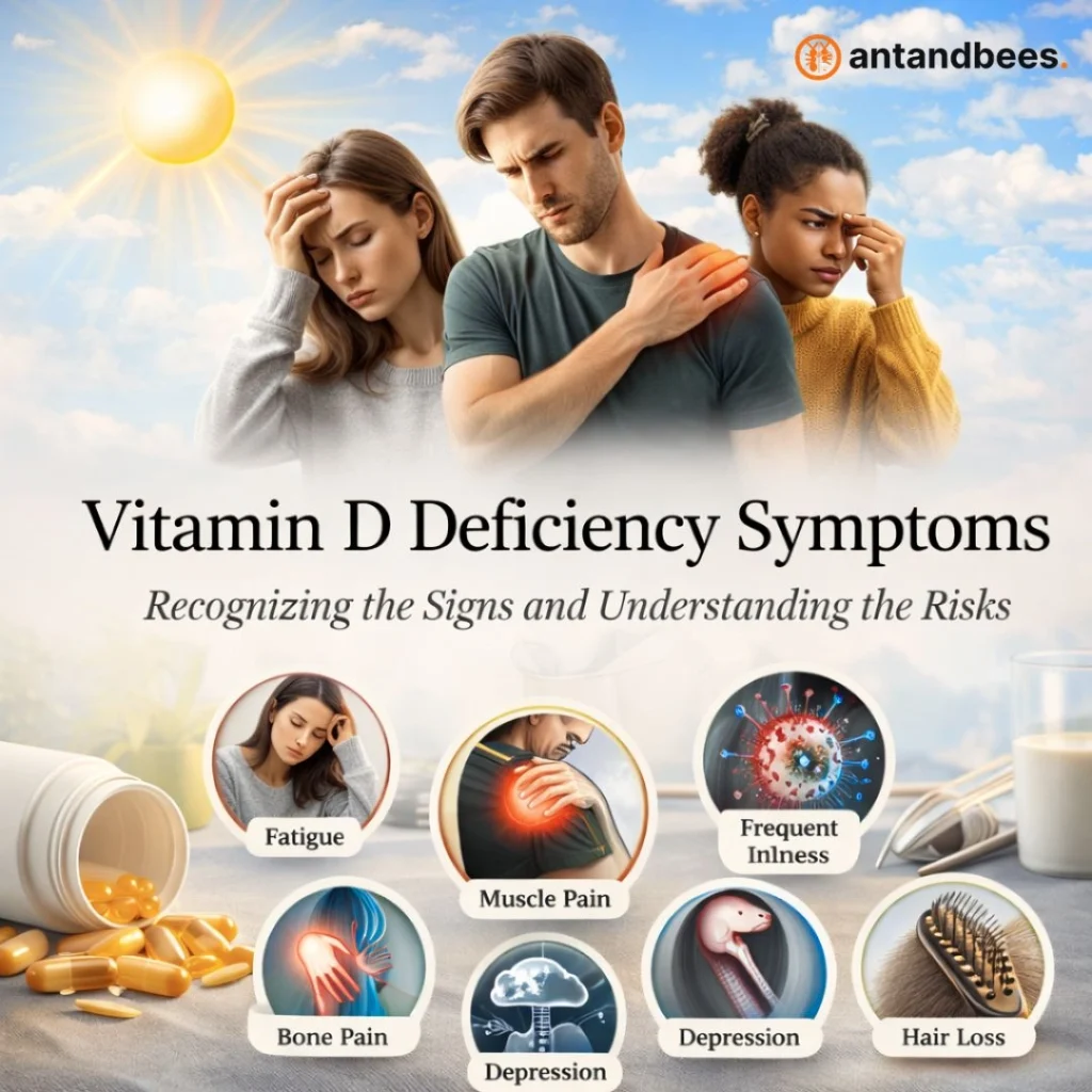 8 common vitamin D deficiency symptoms including fatigue, bone pain, mood changes, and hair loss with treatment tips