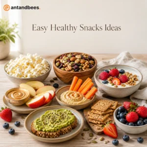 Easy healthy snack ideas with fruits vegetables and nuts