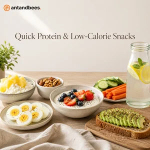 Quick protein and low-calorie healthy snacks setup